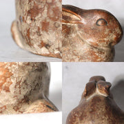 Vintage Japanese Hand-Carved Wood Rabbit Sculpture Early Showa Realistic Mastery10