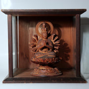 Vintage Japanese Wooden Carved Juichimen Senju Kannon Buddha Statue Glass Case1