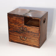 Vintage Japanese Small Cabinet Drawer Kurogaki Black Persimmon Style Wood Box0