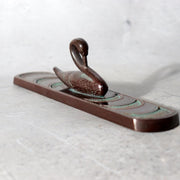 Japanese Takaoka Cast Bronze Silver Inlay Swan Paperweight Okimono Tomobako5