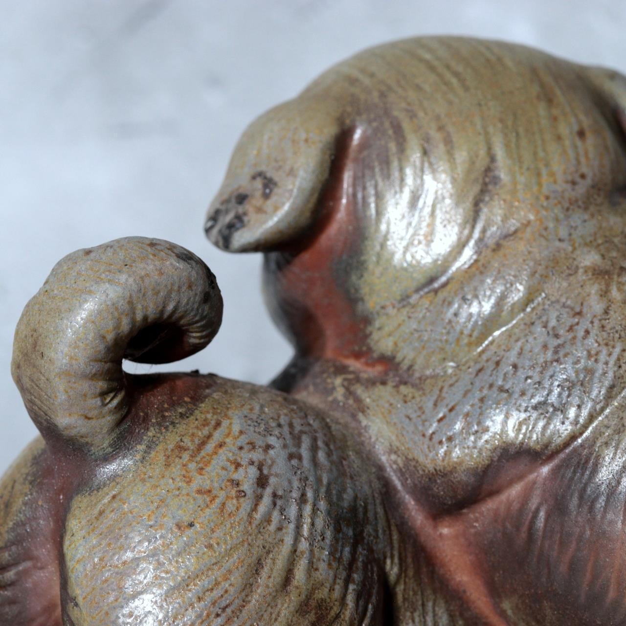 Japanese Bizen Ware Ceramic Dog Figurine Kimura Toho Toseien PCP30914