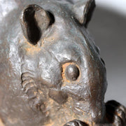 Vintage Japanese Cast Bronze Rat Figurine by Hansan Zodiac Ornament13