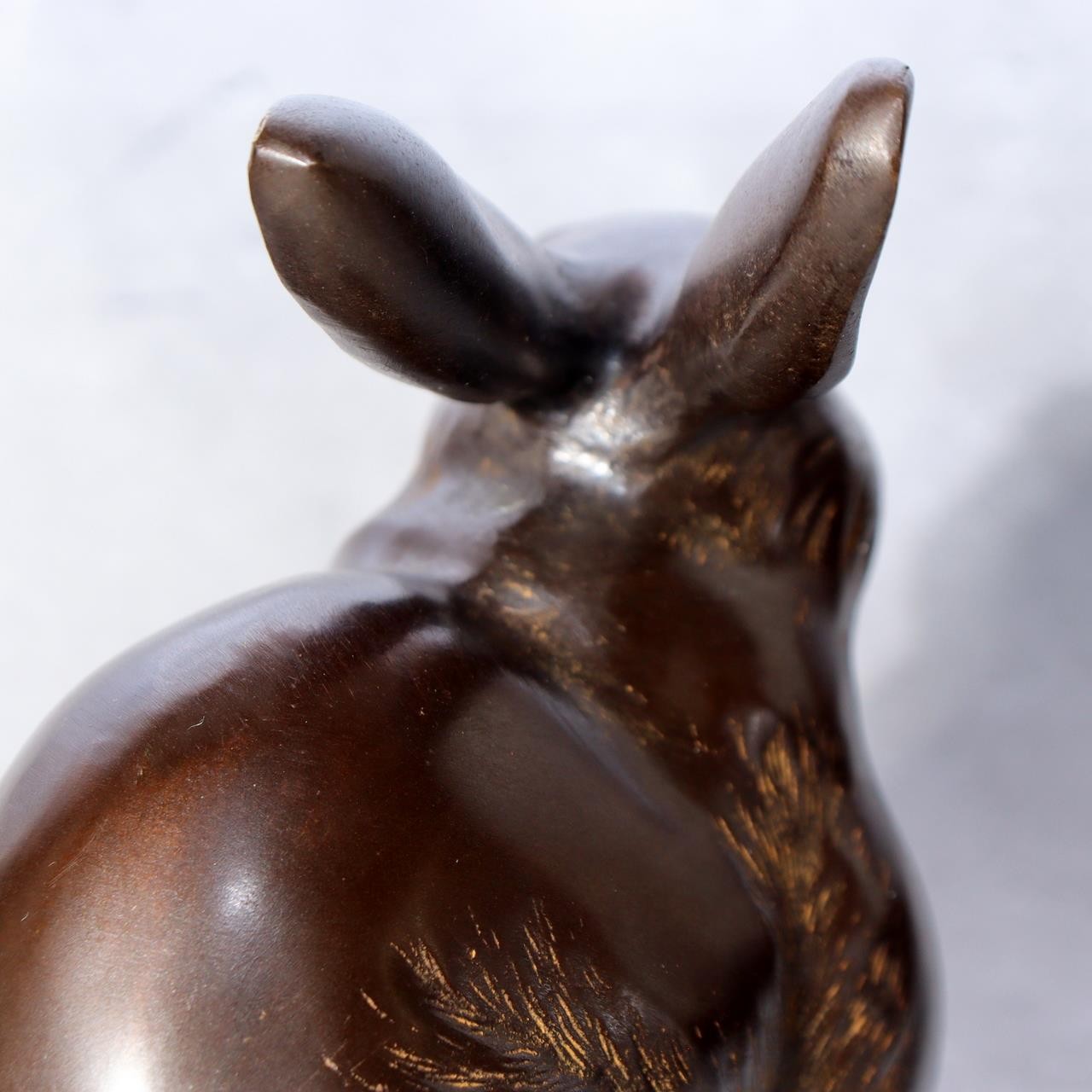 Vintage Japanese Bronze Rabbit Okimono Statue Figure 1140g BOSa448