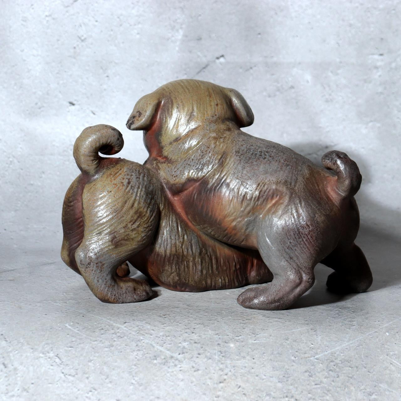 Japanese Bizen Ware Ceramic Dog Figurine Kimura Toho Toseien PCP3092