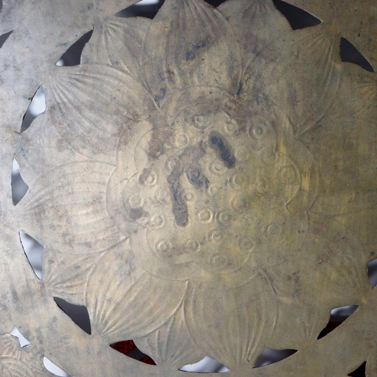 Japanese Brass Keko Buddhist Offering Tray Lotus Openwork Vintage to Antique6