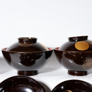 11-Piece Japanese Antique Urushi Lacquerware Set Gold Maki-e Chrysanthemum etc8