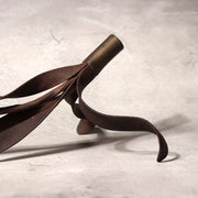 Japanese Antique Candle Stand Teshoku Iron Copper Narcissus Flower Rustic BV7173