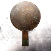 Japanese Antique Bronze Mirror Crane Turtle Pine Tree Tenkaichi Signed 30cm 680g2