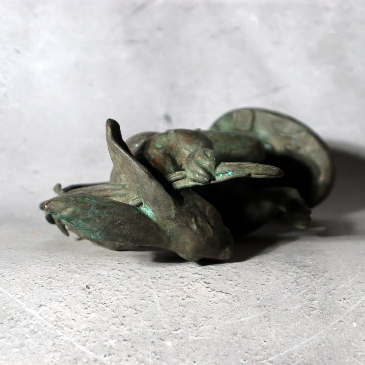 Japanese Bronze Rabbit Statue Masashi Natorigawa Dancing Pose BOSa6516