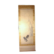 ​Vintage Japanese Hanging Scroll Kakejiku Tanuki Raccoon Dog Moon ASO46114