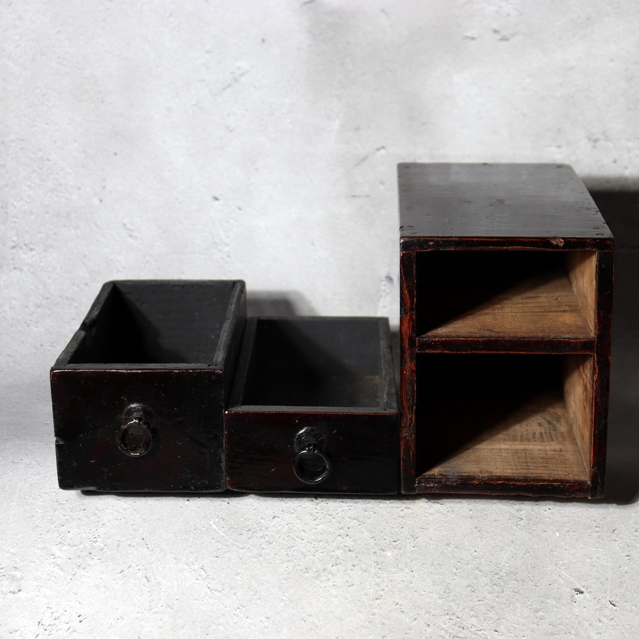 Antique Japanese Lacquer Drawer Box - Natural Urushi Bakumatsu Meiji Era WO5822