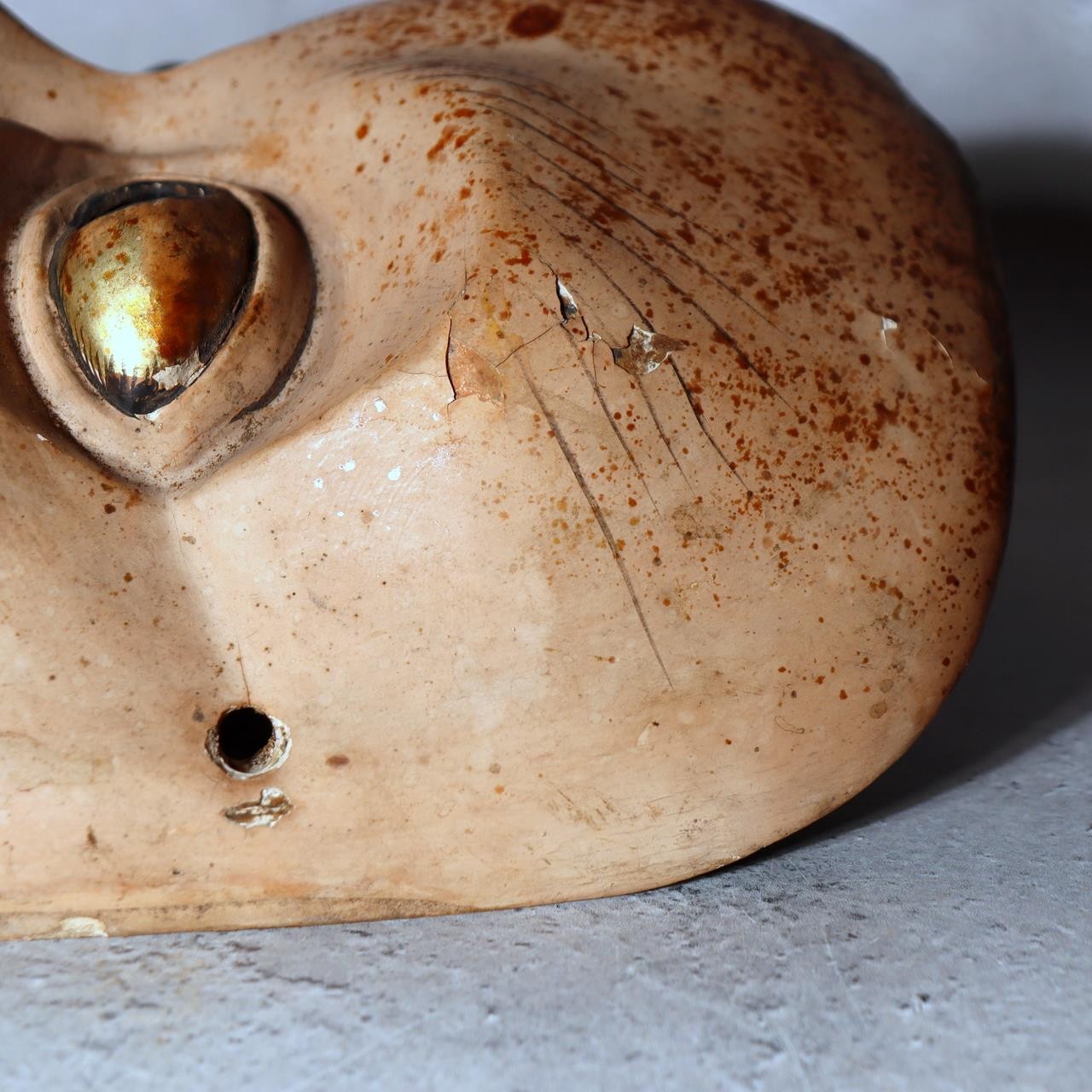 Japanese Wooden Noh Mask Otobide Demon God Gold Eyes Kagura 21cm MSK5299