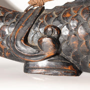 Japanese Vintage  Wood Carved Fish Jizaikagi Yokogi Hearth Hook Crossbar Mingei12