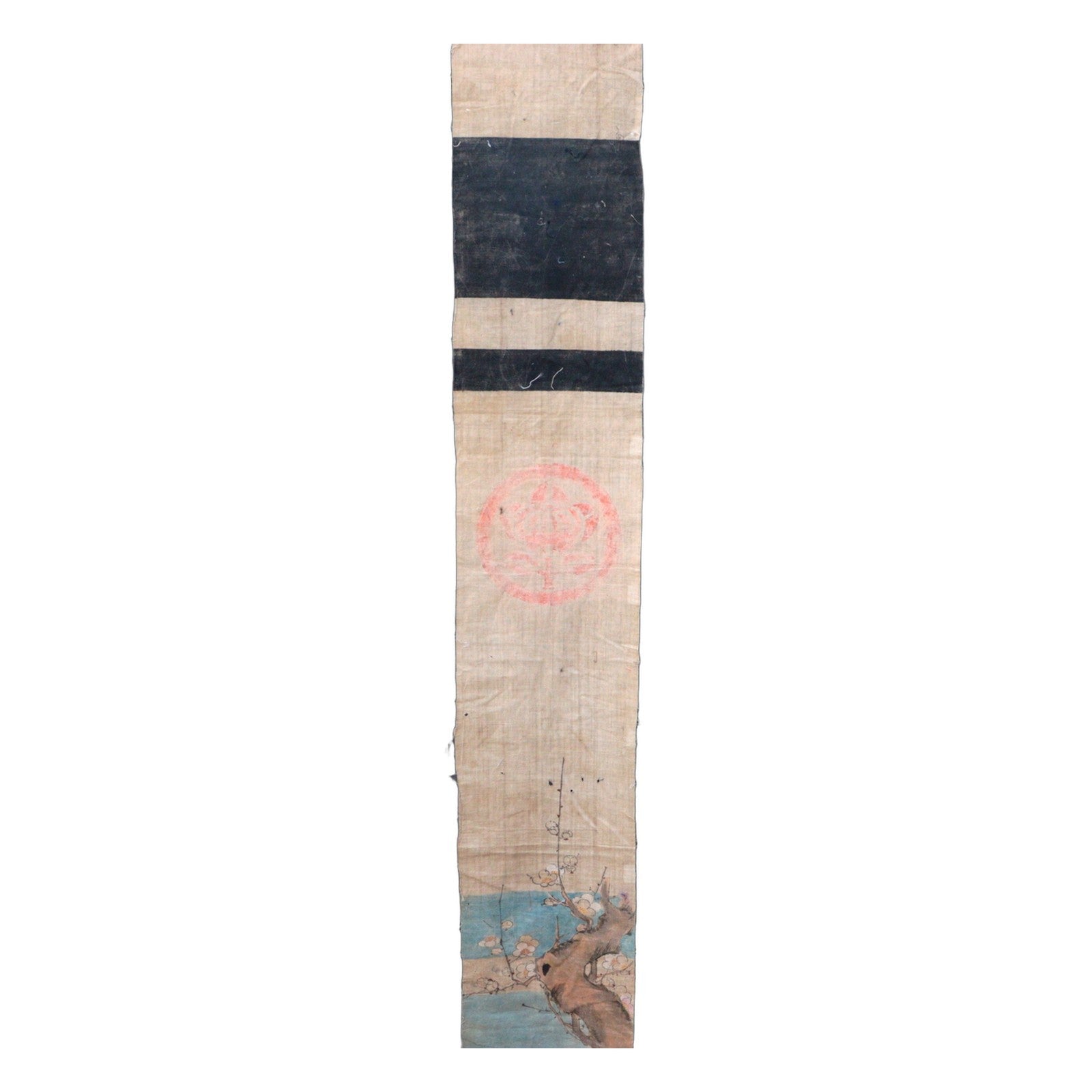Late Edo Japanese Boro Nobori Flag Samurai Hand Painted Hemp BRKW17316