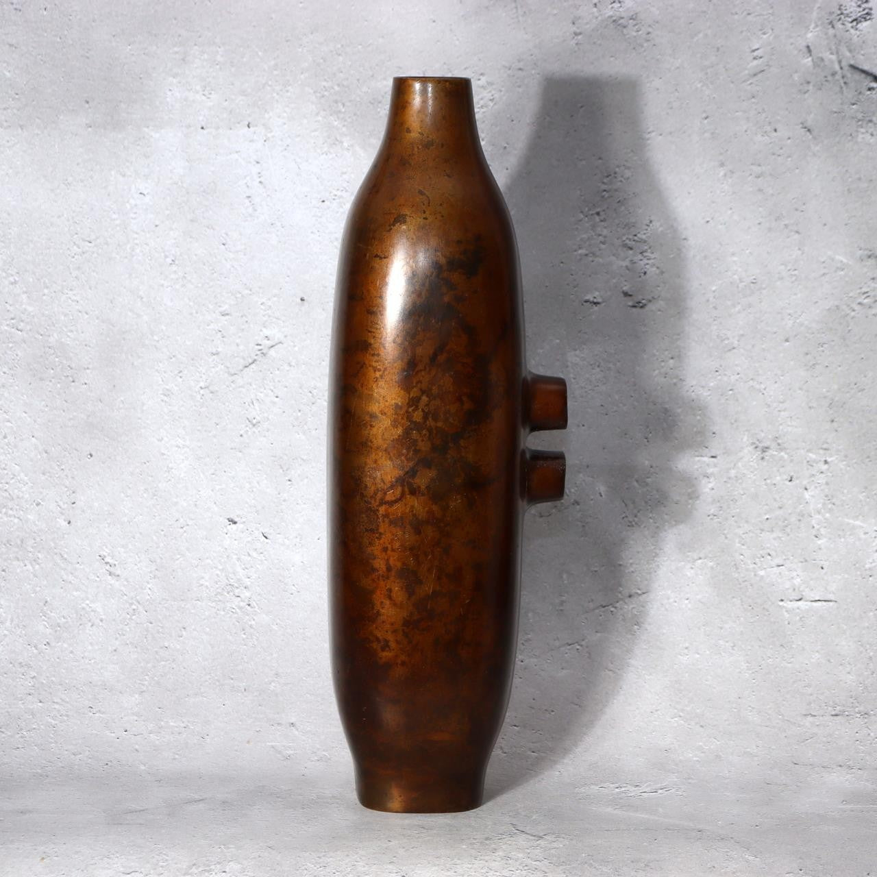 Vintage Japanese Modernist Bronze Vase  Brutalist Industrial Sculpture 1.8kg1