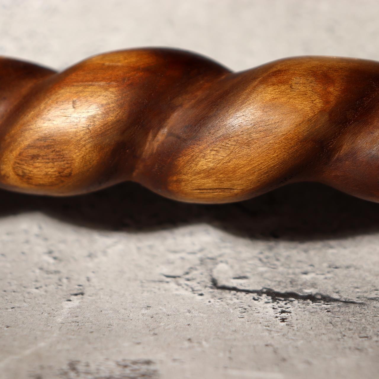 Japanese Antique Wooden Staff Shimenawa Spiral Twist Nyoi Buddhist Shinto 54cm16