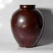 Vintage Japanese Copper Vase Silver Inlay Angelfish Motif Bronze BV7854