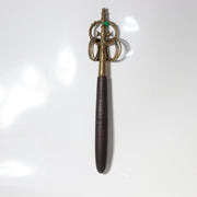 Vintage Japanese Brass Six-Ring Shakujo Monk Staff Buddhist Ritual Tool BT2551