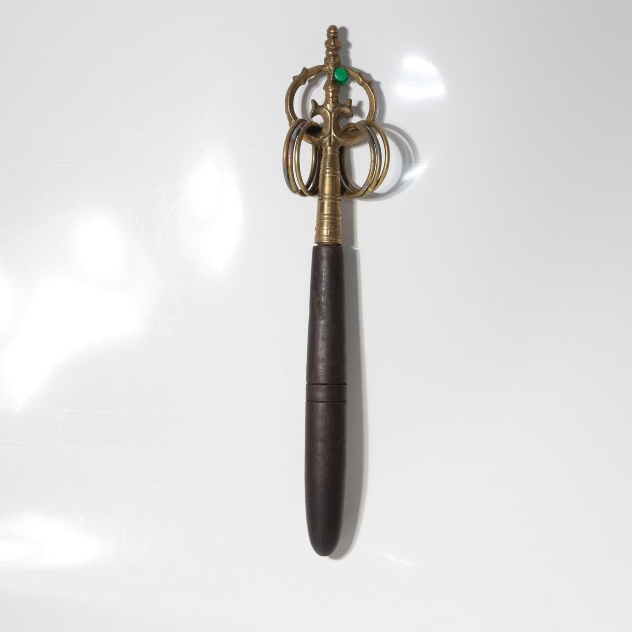Vintage Japanese Brass Six-Ring Shakujo Monk Staff Buddhist Ritual Tool BT2551