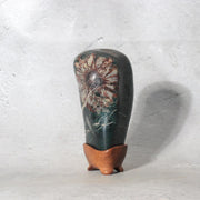 Japanese Suiseki Gifu Kujaku Kikkaseki Chrysanthemum Stone Wooden Base SS2415