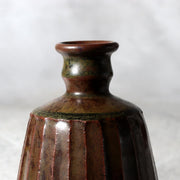 Antique Edo Tanba Ware Shinogi Ribbed Stoneware Flower Vase Bakumatsu Japan14
