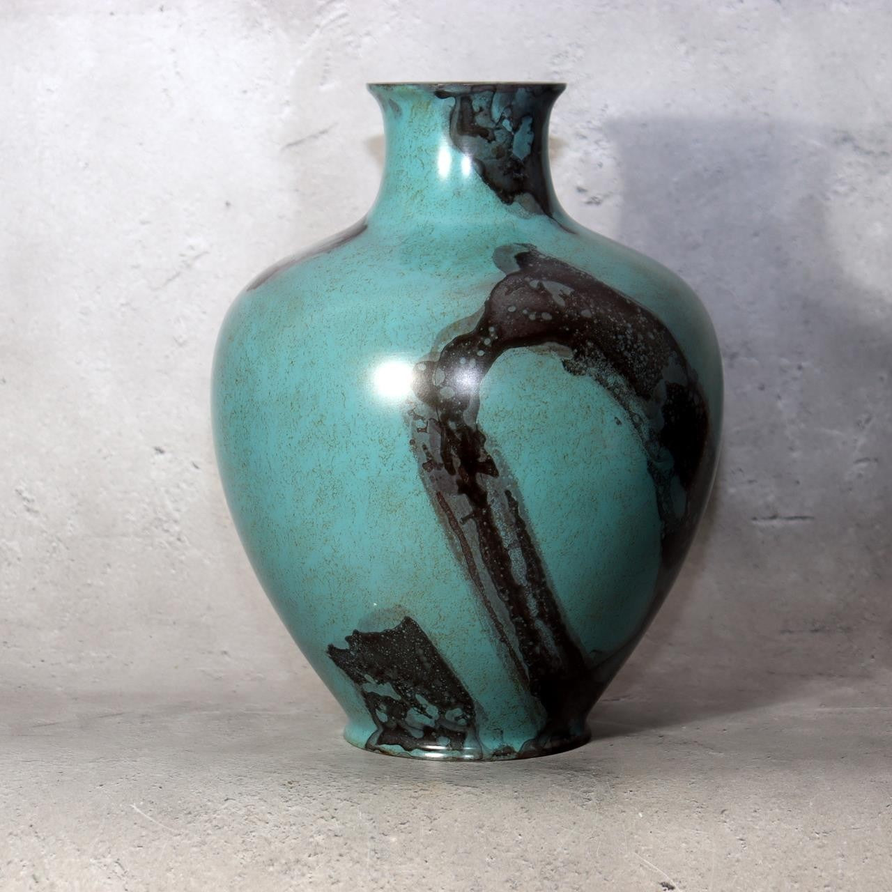 Japanese Cast Bronze Vase - Houn (Masaya Hasegawa) - Turquoise Marble Design0