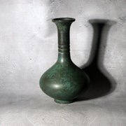 Vintage Japanese Takaoka Cast Bronze Vase Crane Neck by Zuiho Green Patina2