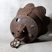 ●●　Antique Japanese Cast Iron Hanging Bell with Raised Kanji Characters BOSa633