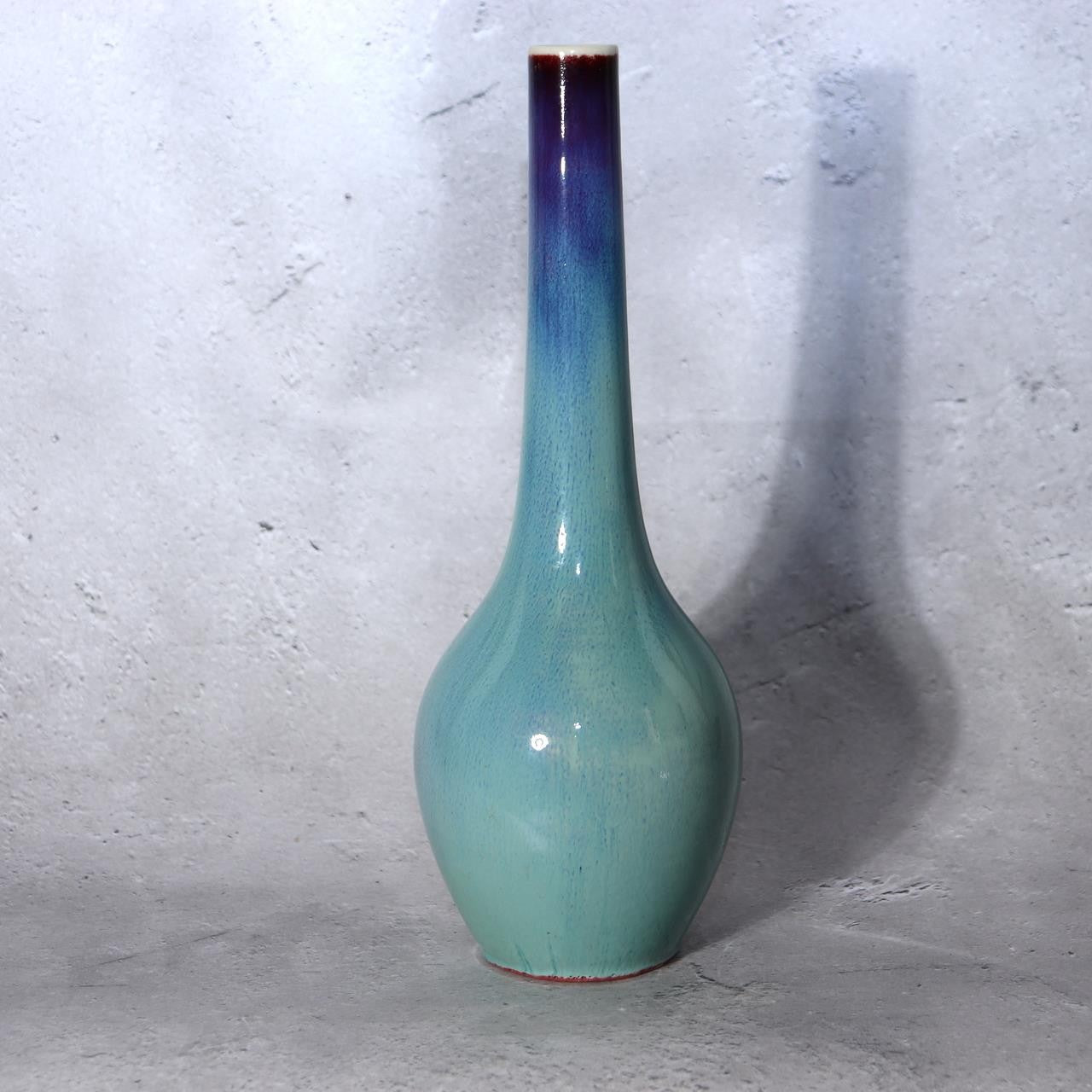 Stunning Japanese Peacock Glaze Vase by Masahide Matsuyama - Signed Tomobako1