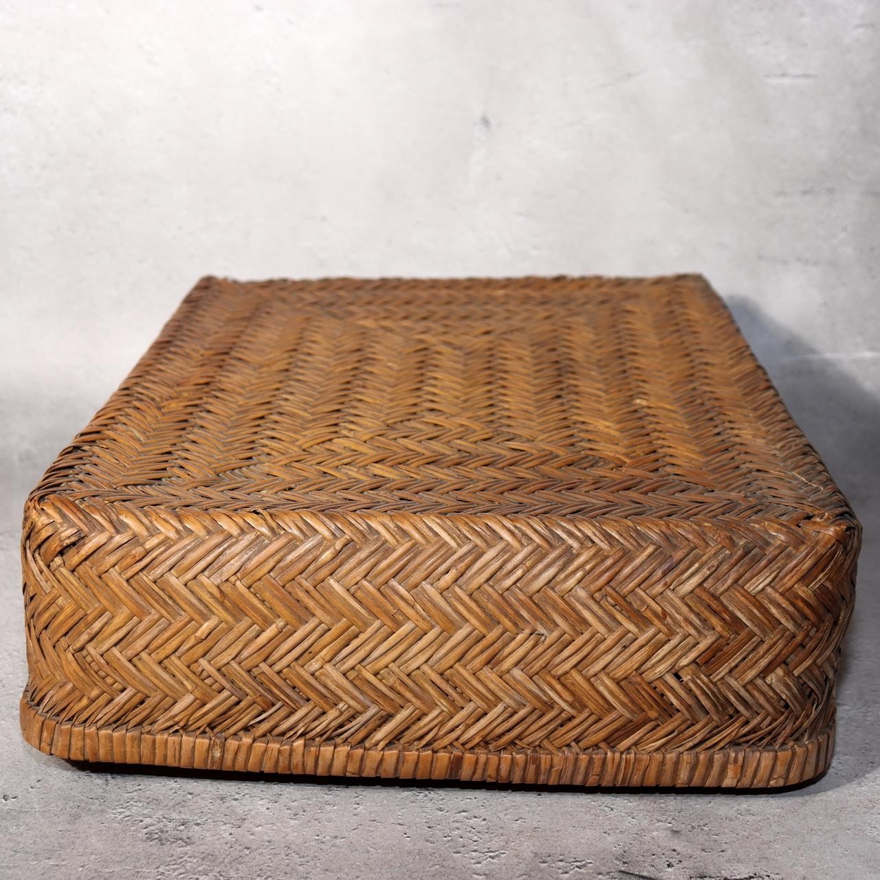 Japanese Vintage Bamboo Basket Box Lidded Storage Organizer Woven Rustic BVO684
