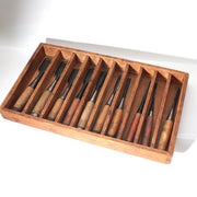 Vintage Japanese Steel Nomi Chisels Set of 10 Woodworking Tools with Wooden Box1