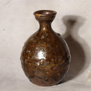 Antique Early Joseon Dynasty Iron Glaze Tokkuri Sake Bottle Brown Pottery KRS1791
