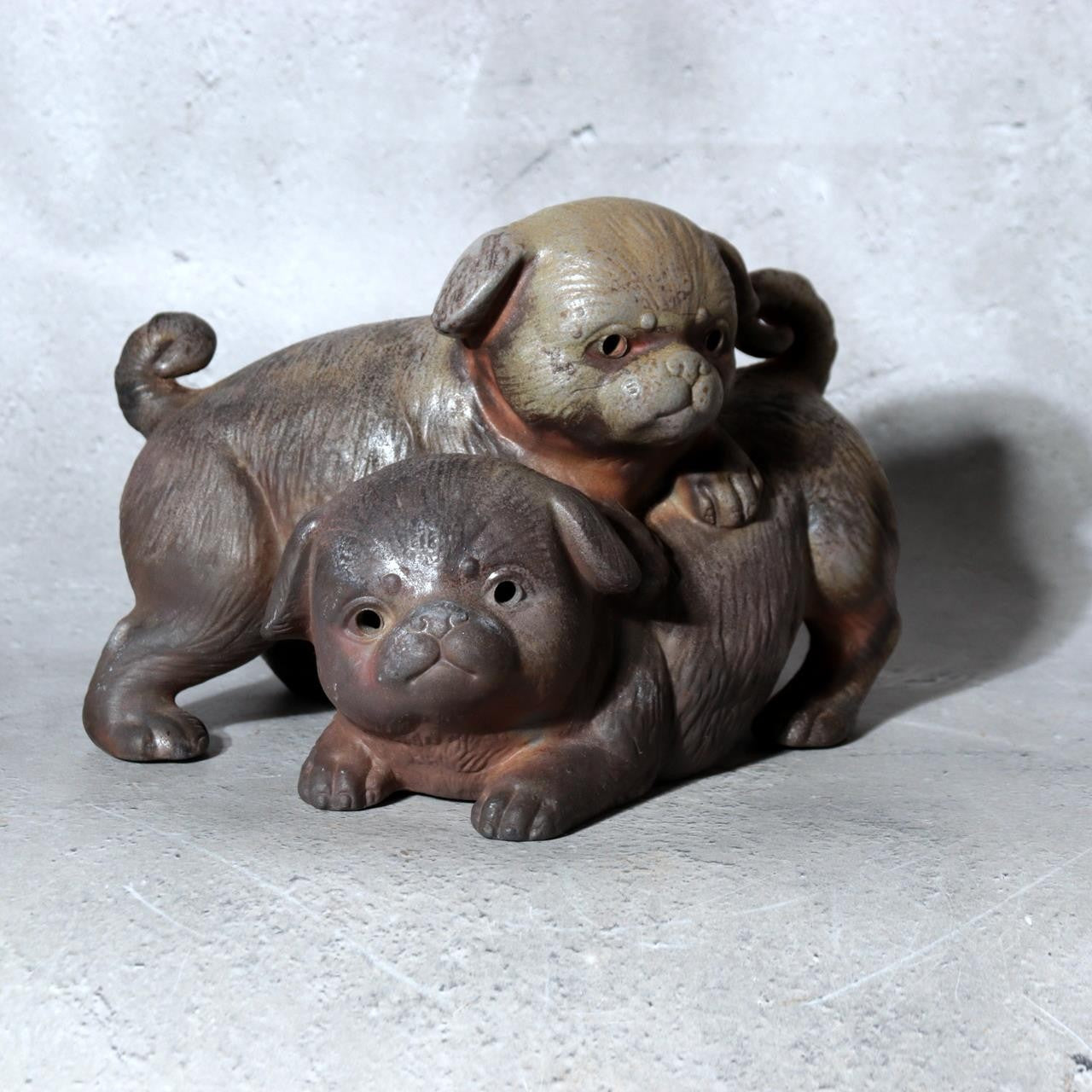 Japanese Bizen Ware Ceramic Dog Figurine Kimura Toho Toseien PCP3090