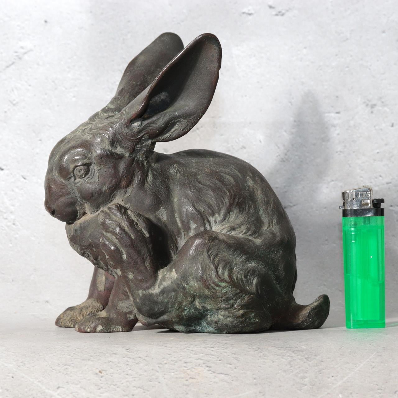 Antique Japanese Bronze Rabbit Okimono Taisho 1919 Signed Ono Tohachi 2.53kg3