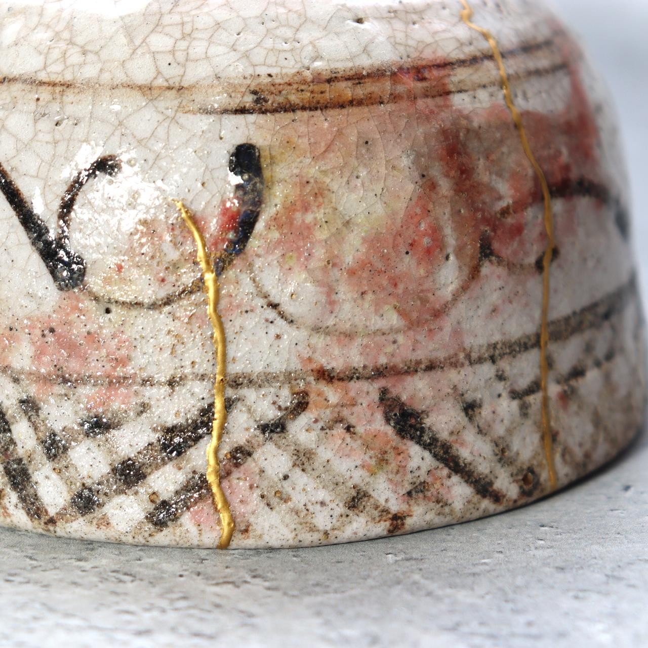 Japanese Antique E-Seto Tea Bowl Seto-Mino Ware End Edo Period Kintsugi Repair12