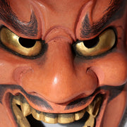 Japanese Wooden Noh Mask Hisomi Demon Male Nagahara Koin Silk Bag MSK54214