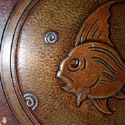 Vintage Japanese Copper Vase Silver Inlay Angelfish Motif Bronze BV78514