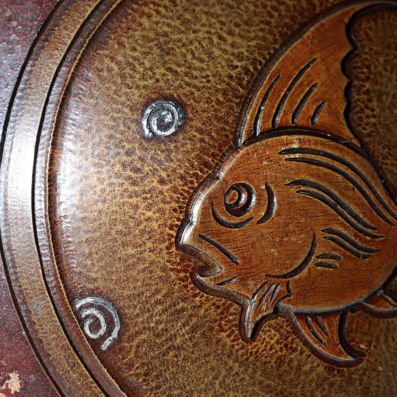Vintage Japanese Copper Vase Silver Inlay Angelfish Motif Bronze BV78514