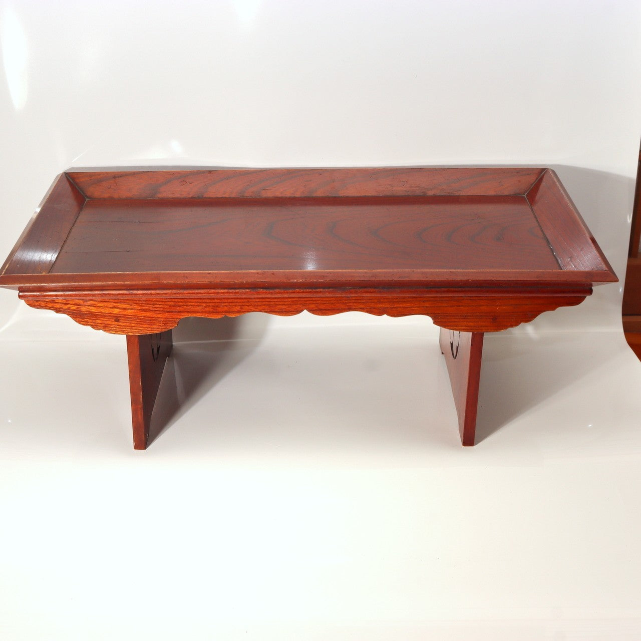 Japanese Antique Wood Foldable Low Desk Table Mitsuba Aoi Crest Kyozukue WO54710