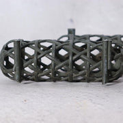 Japanese Bronze Jakago River Basket Flower Holder - Ikebana Suiban Tenpai6