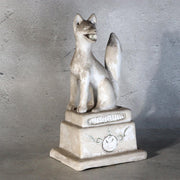 Vintage Japanese Plaster Toyokawa Inari Fox Statues Pair Torii Gate Shinto14
