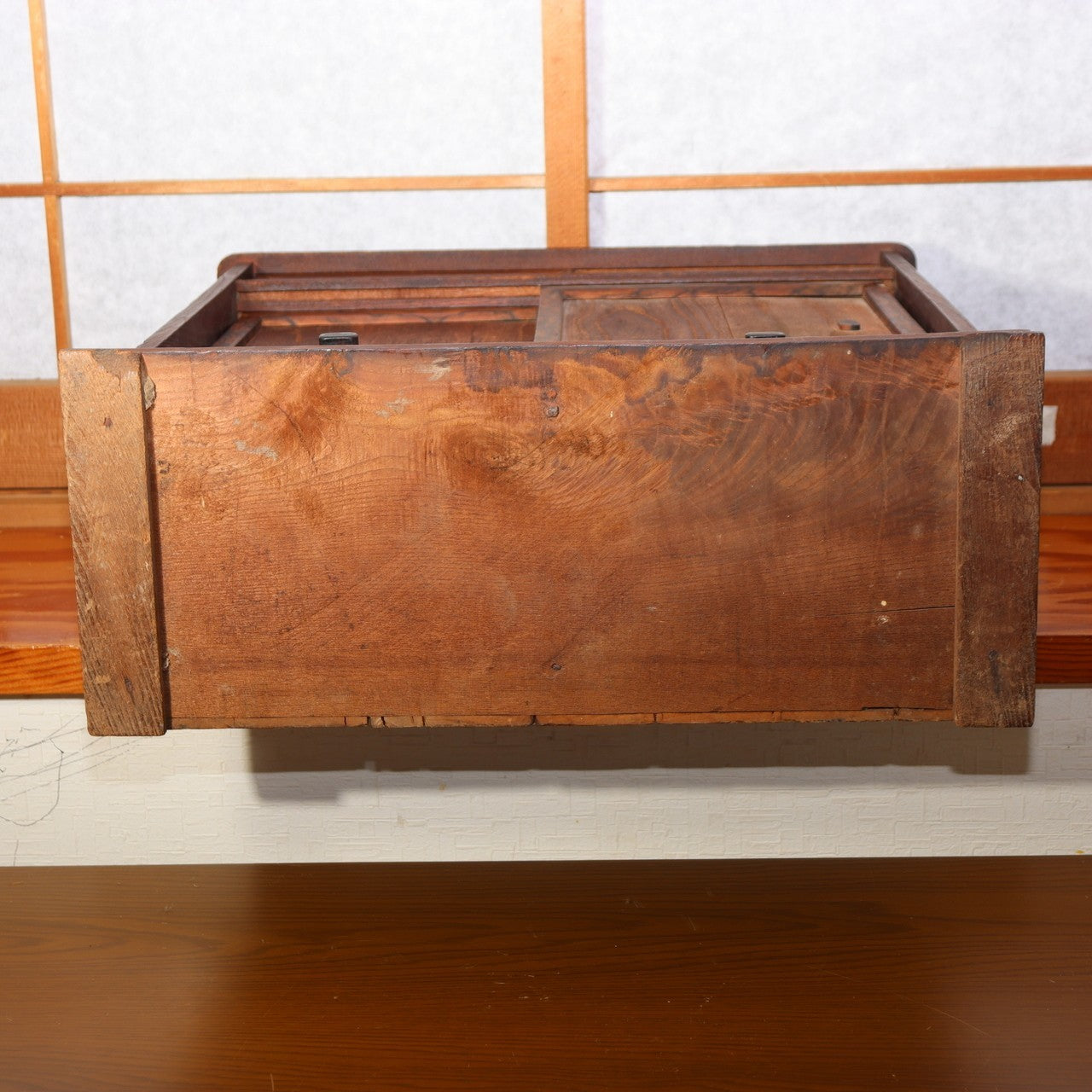 Japanese Antique Cabinet Kotansu Kurogaki Black Persimmon Keyaki Wood Shelf9