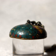 Antique Japanese Cloisonne Enamel Netsuke Sagemono Manju Floral Edo Meiji NW2714