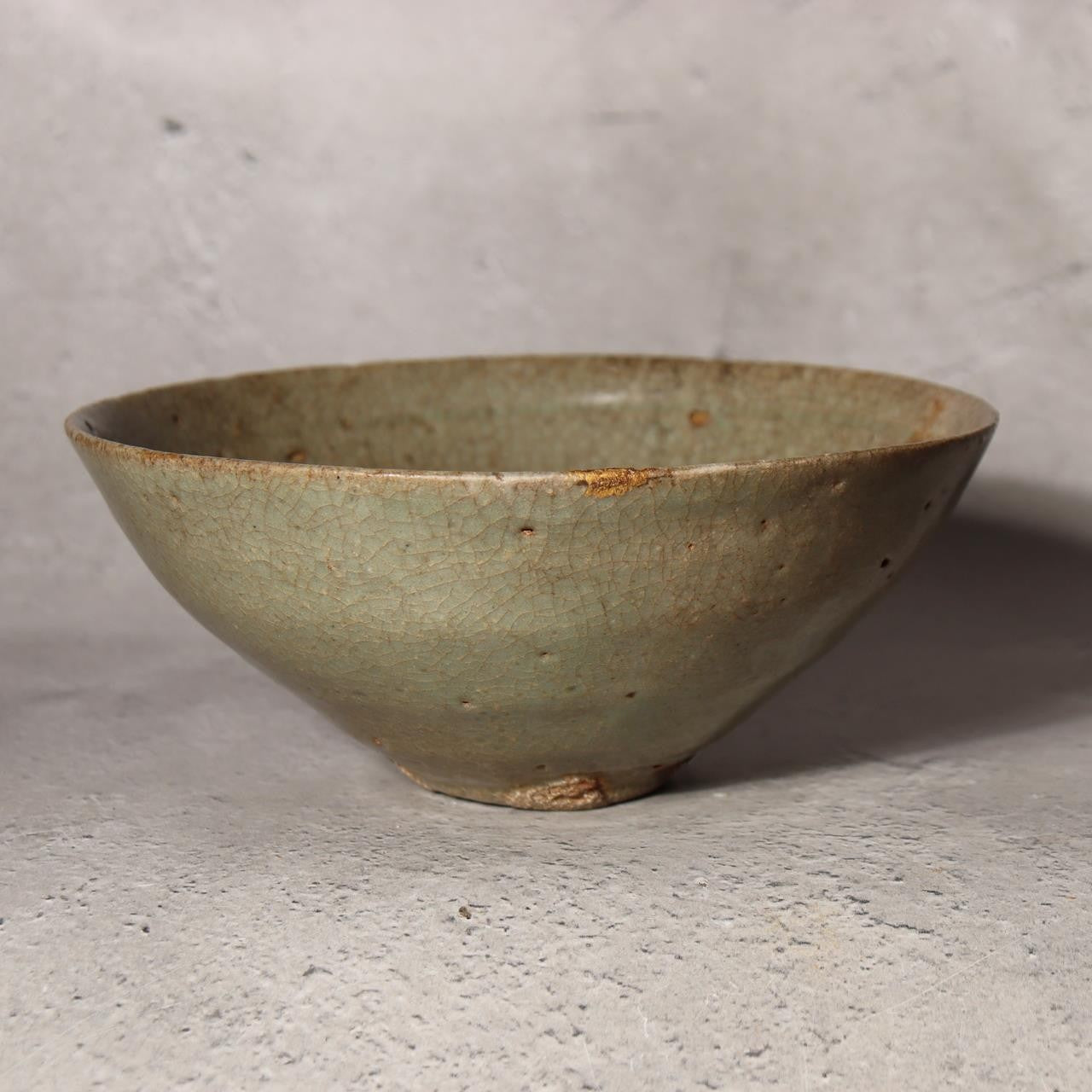 Antique Korean Celadon Tea Bowl Early Joseon Dynasty Sunakodai Kintsugi Box10