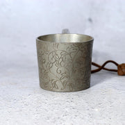 Antique Japanese Pewter Bajou-Shaku Samurai Horseback Sake Ladle Cup Engraved8