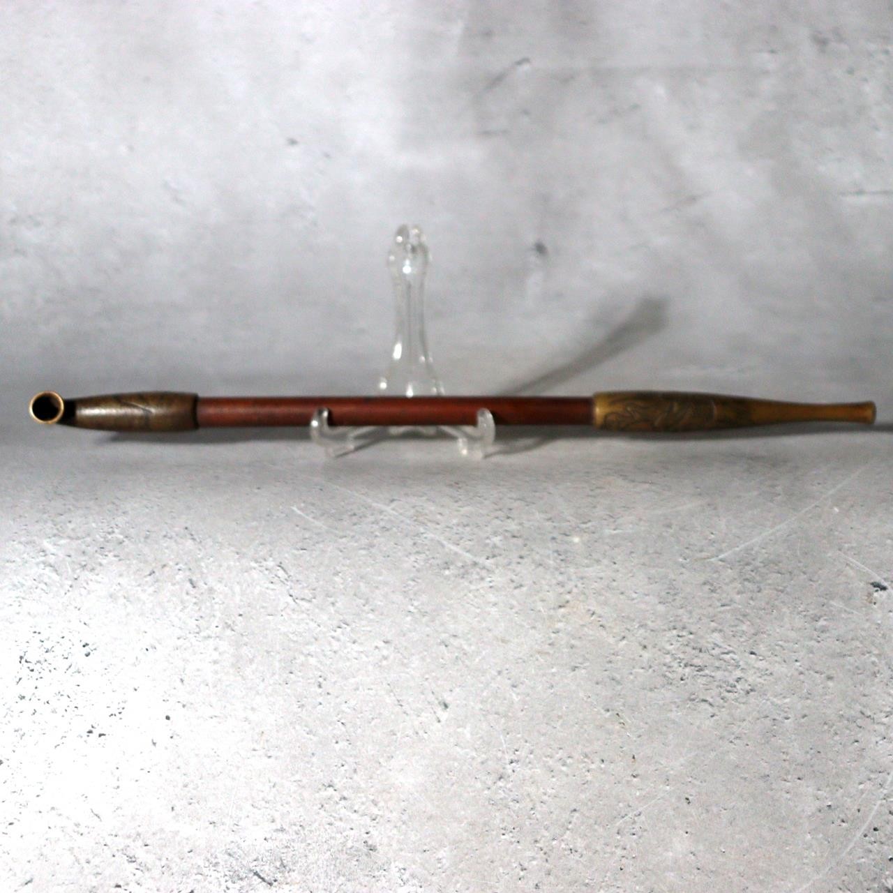 Meiji Period Japanese Kiseru Bamboo Smoking Pipe Dragon Relief WO64013