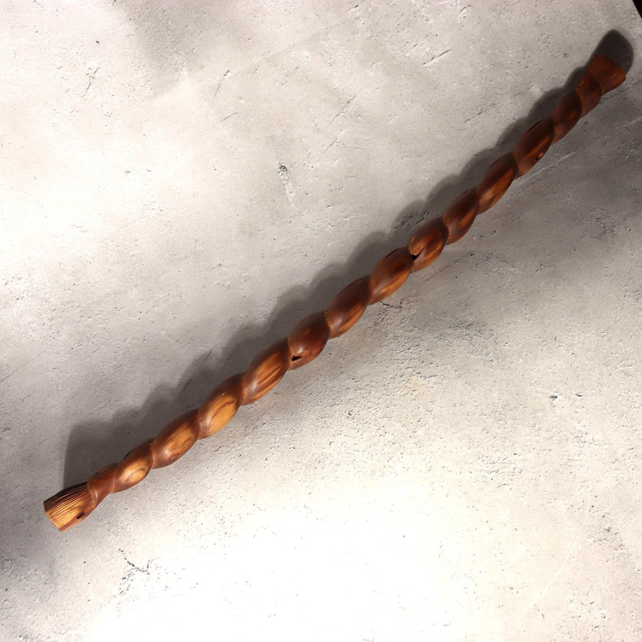 Japanese Antique Wooden Staff Shimenawa Spiral Twist Nyoi Buddhist Shinto 54cm18