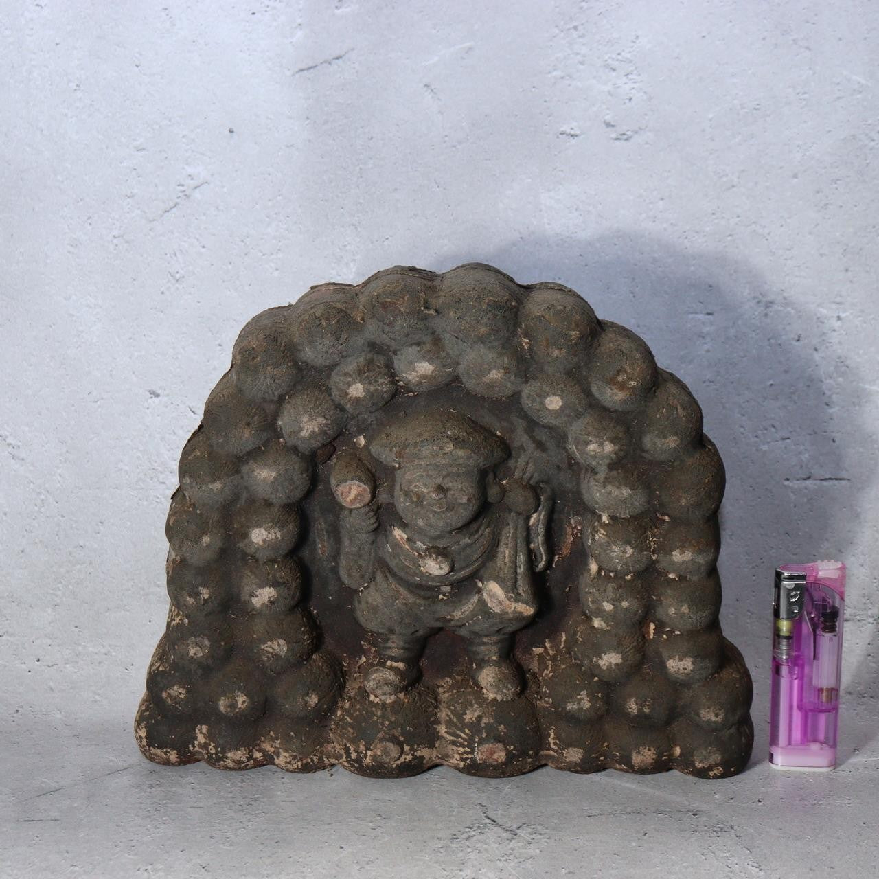 Antique Japanese Clay Daikokuten Plaque God of Wealth Prosperity Edo/Meiji Era2