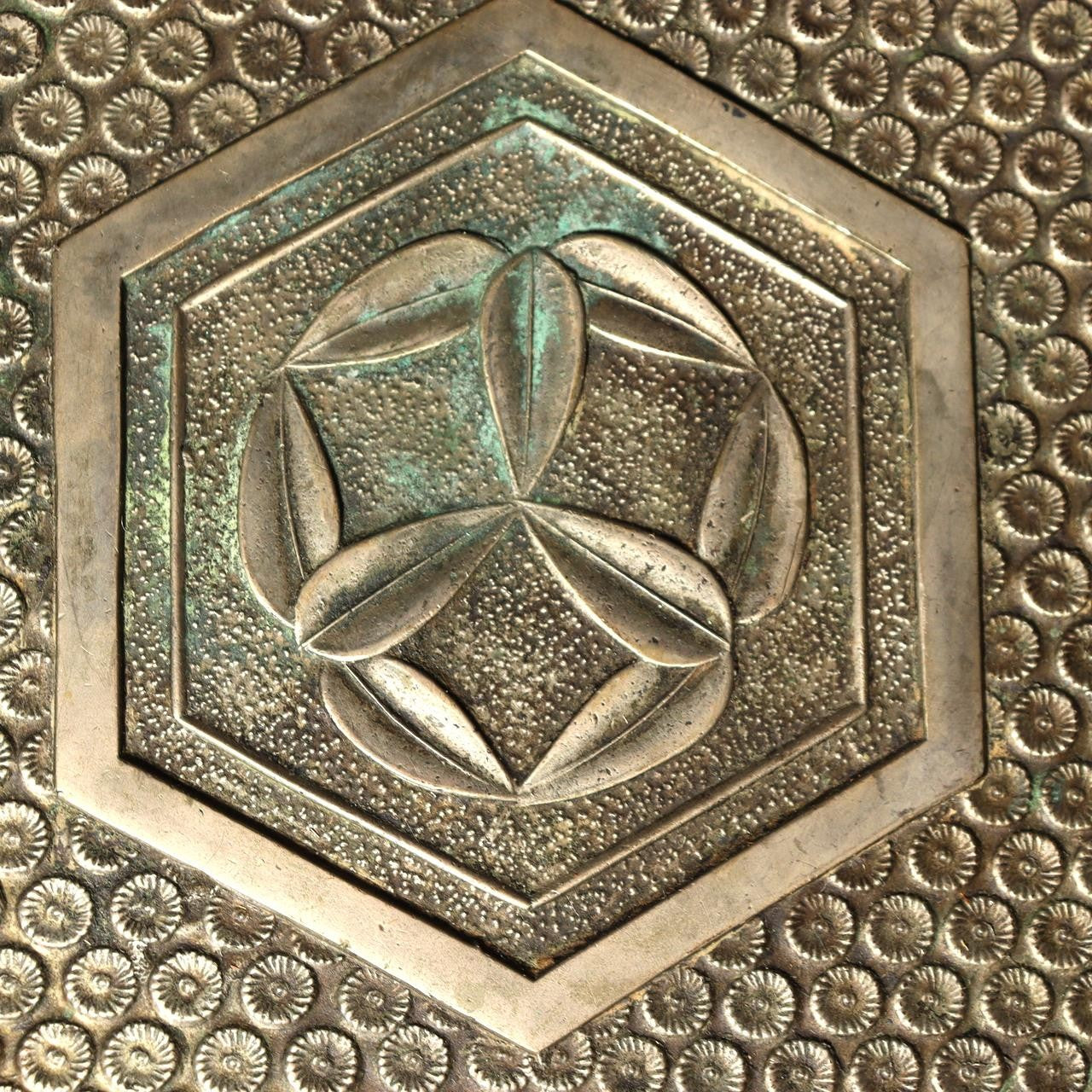 Japanese Antique Bronze Mirror Hand Mirror Bamboo Crest Signed Tenkaichi Edo Era2