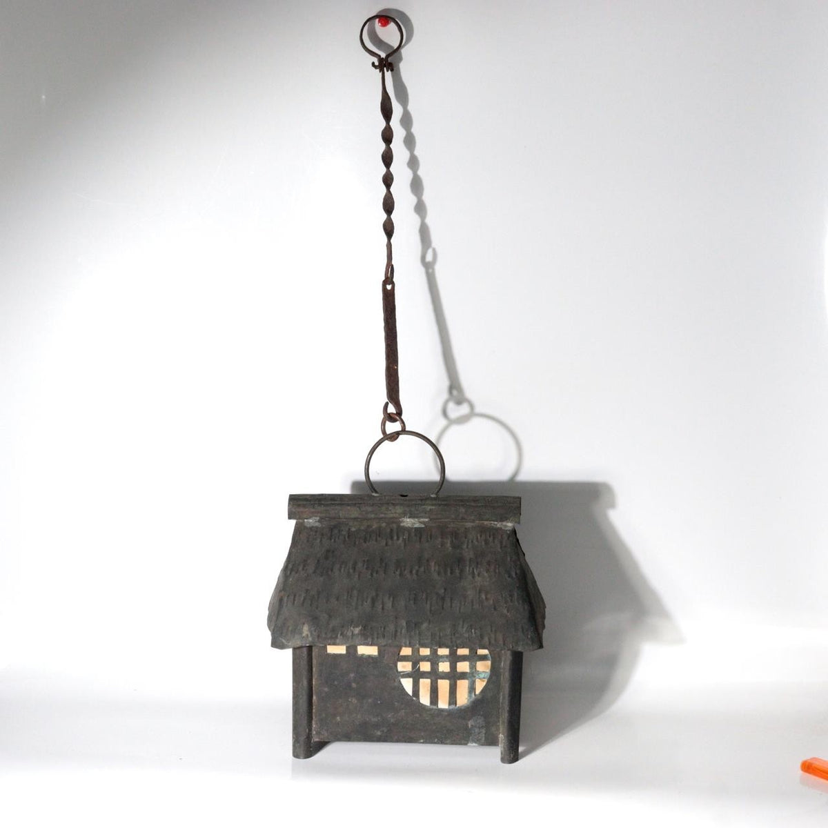 Vintage Japanese Brass Kuzuya Lantern Hanging House Shape Washi Paper1